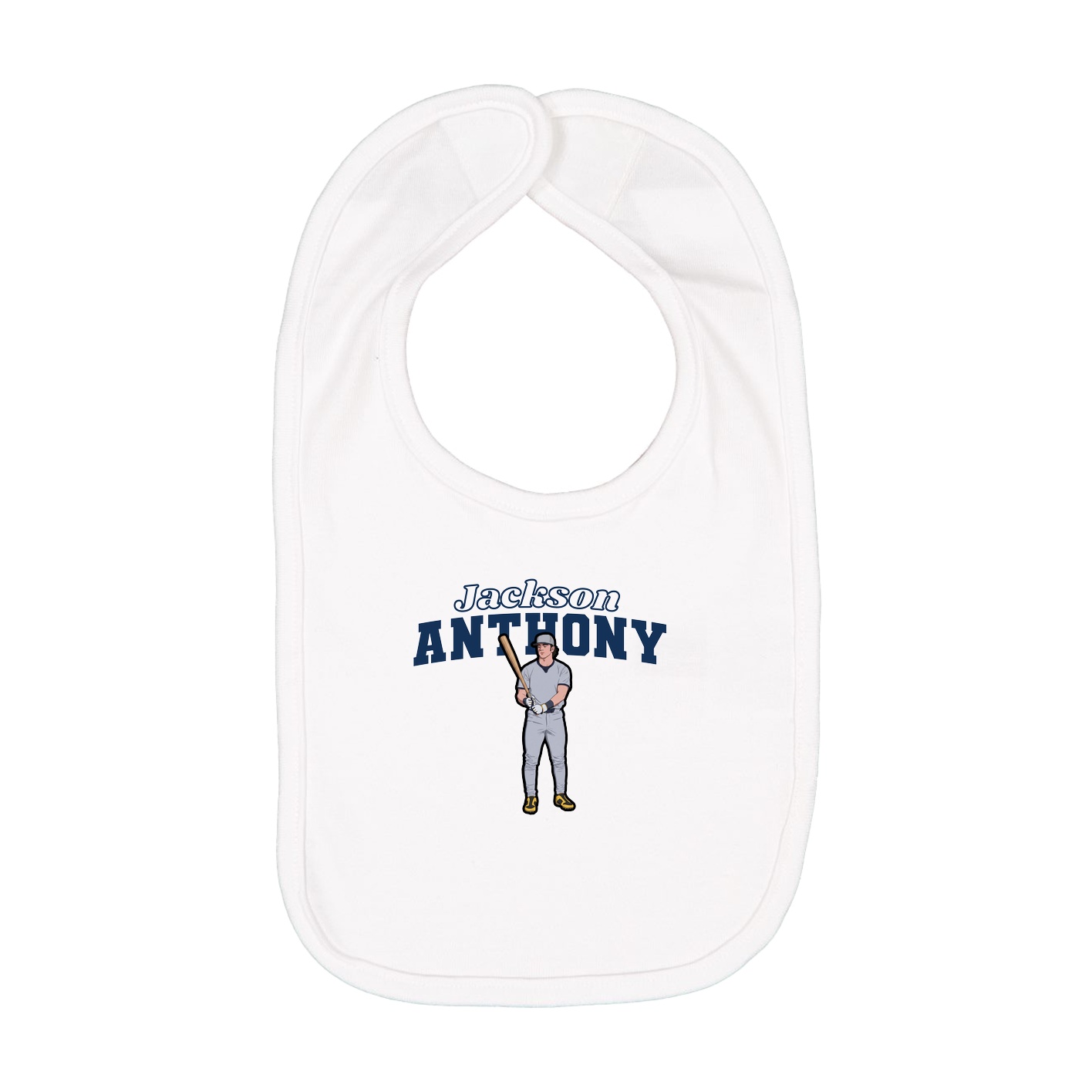 Infant Bib — Name Arch in White
