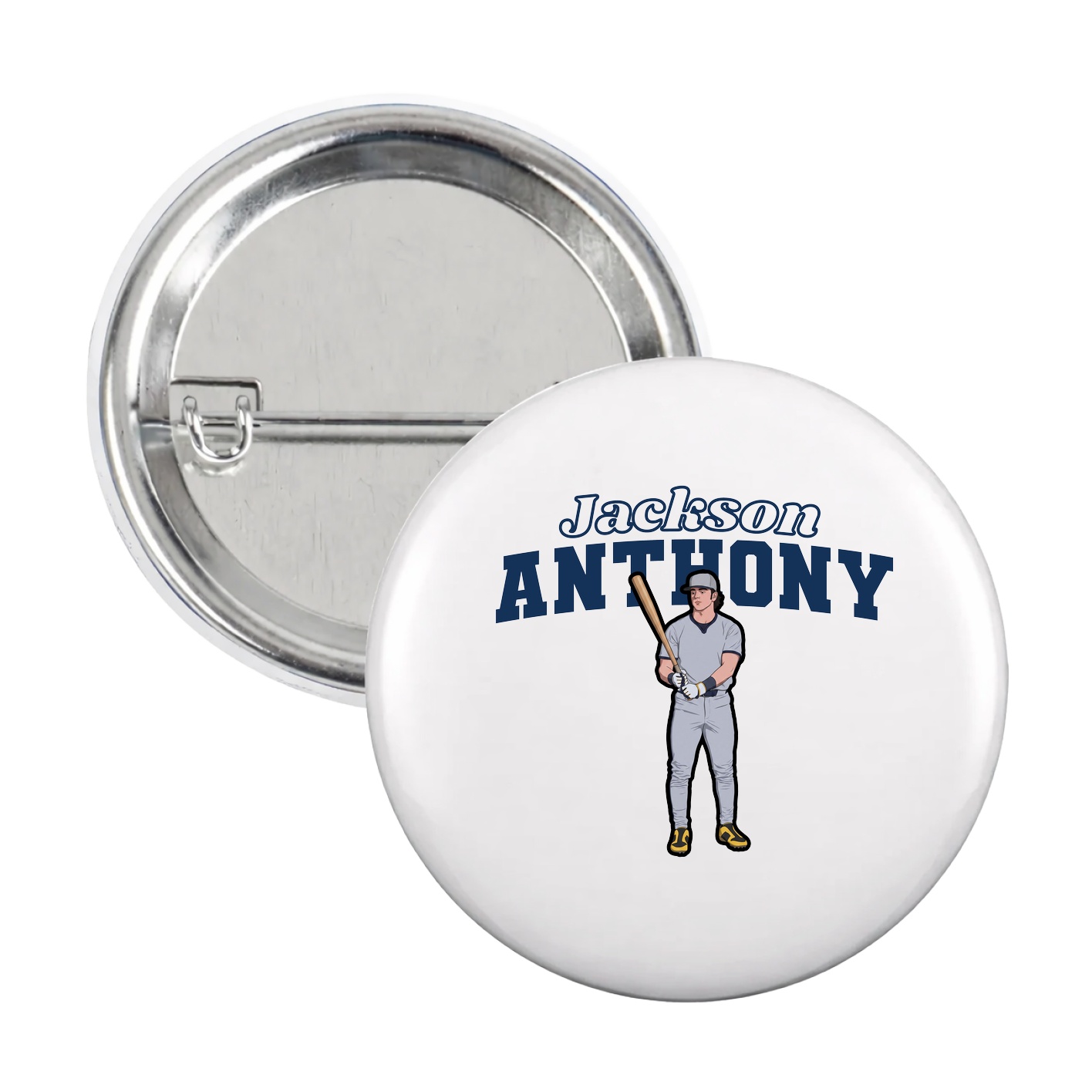 Game Day Button — Name Arch in White