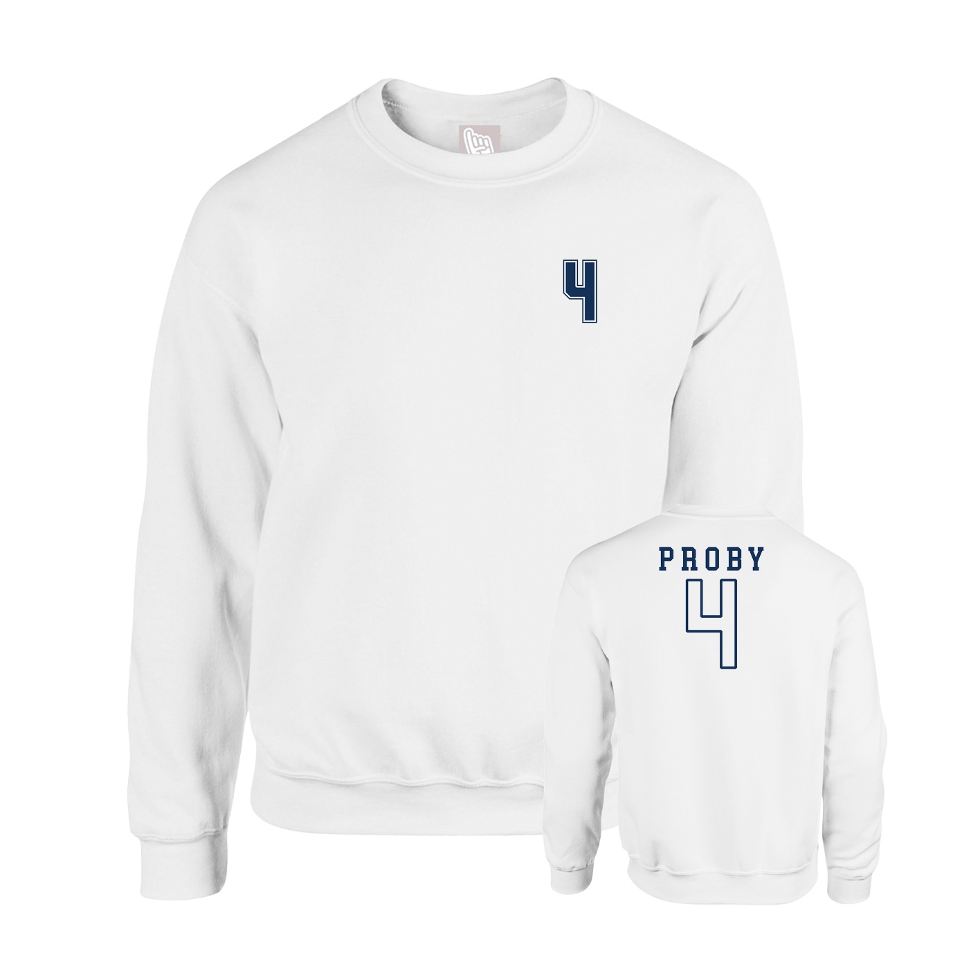 Fleece Crew — Chest Back in White
