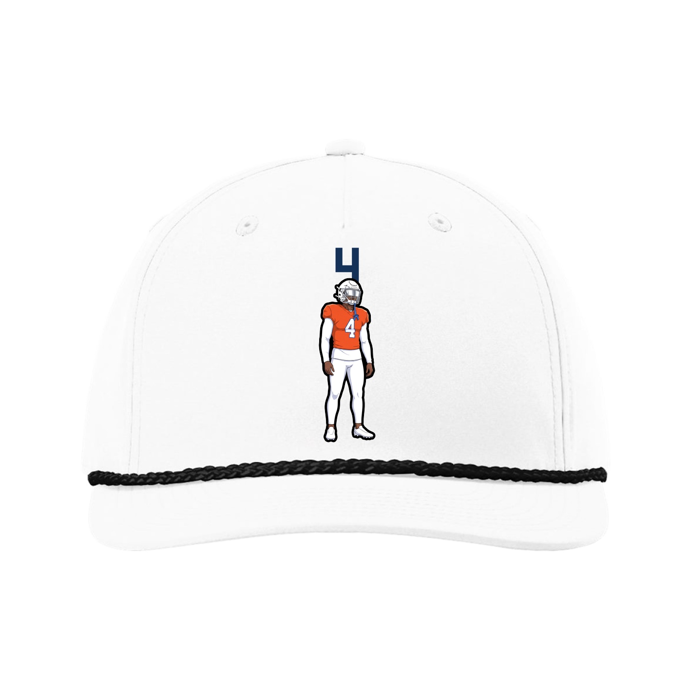 Five-Panel Classic Rope Cap — Number Top in White