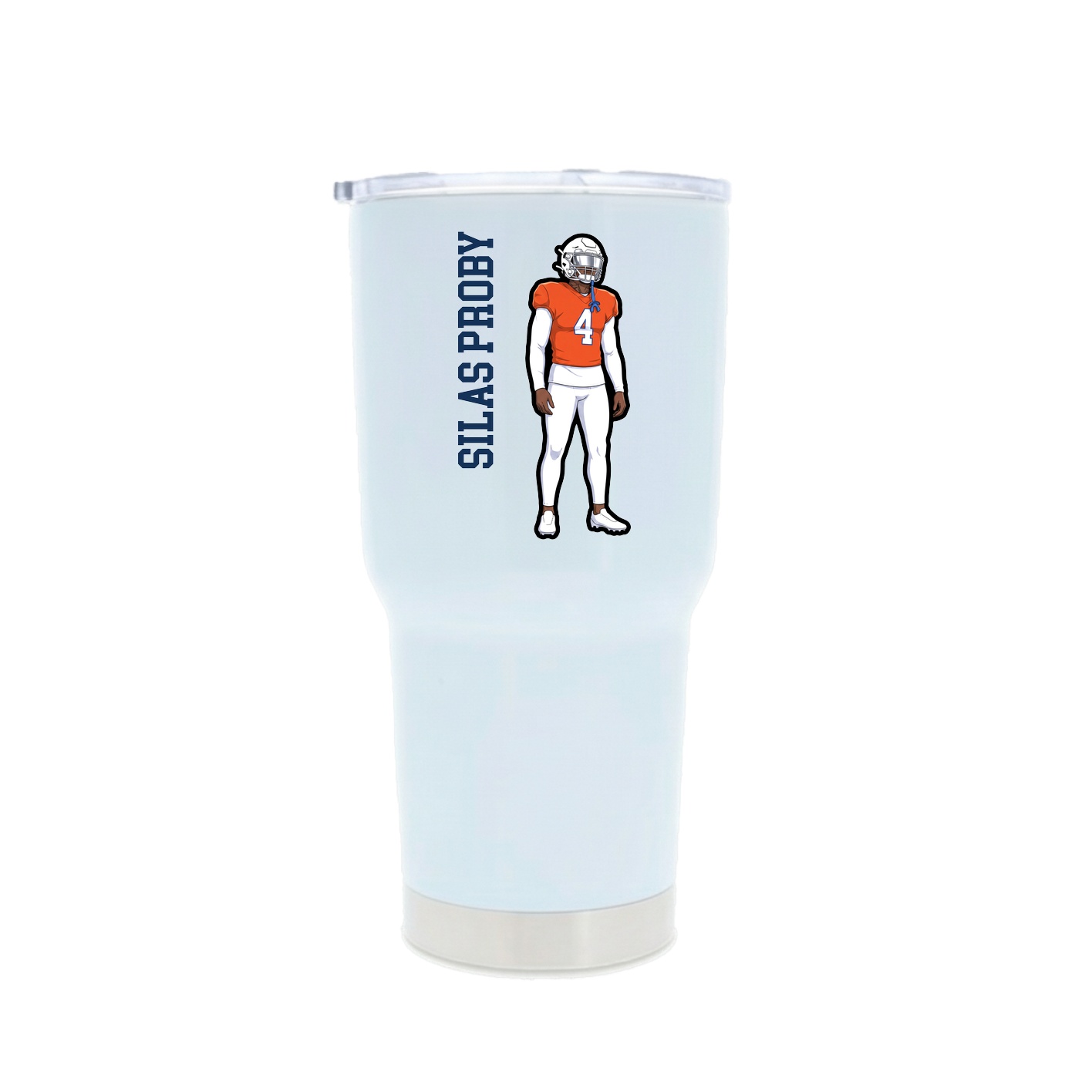 30oz Stainless Steel Tumbler — Name Vertical in White