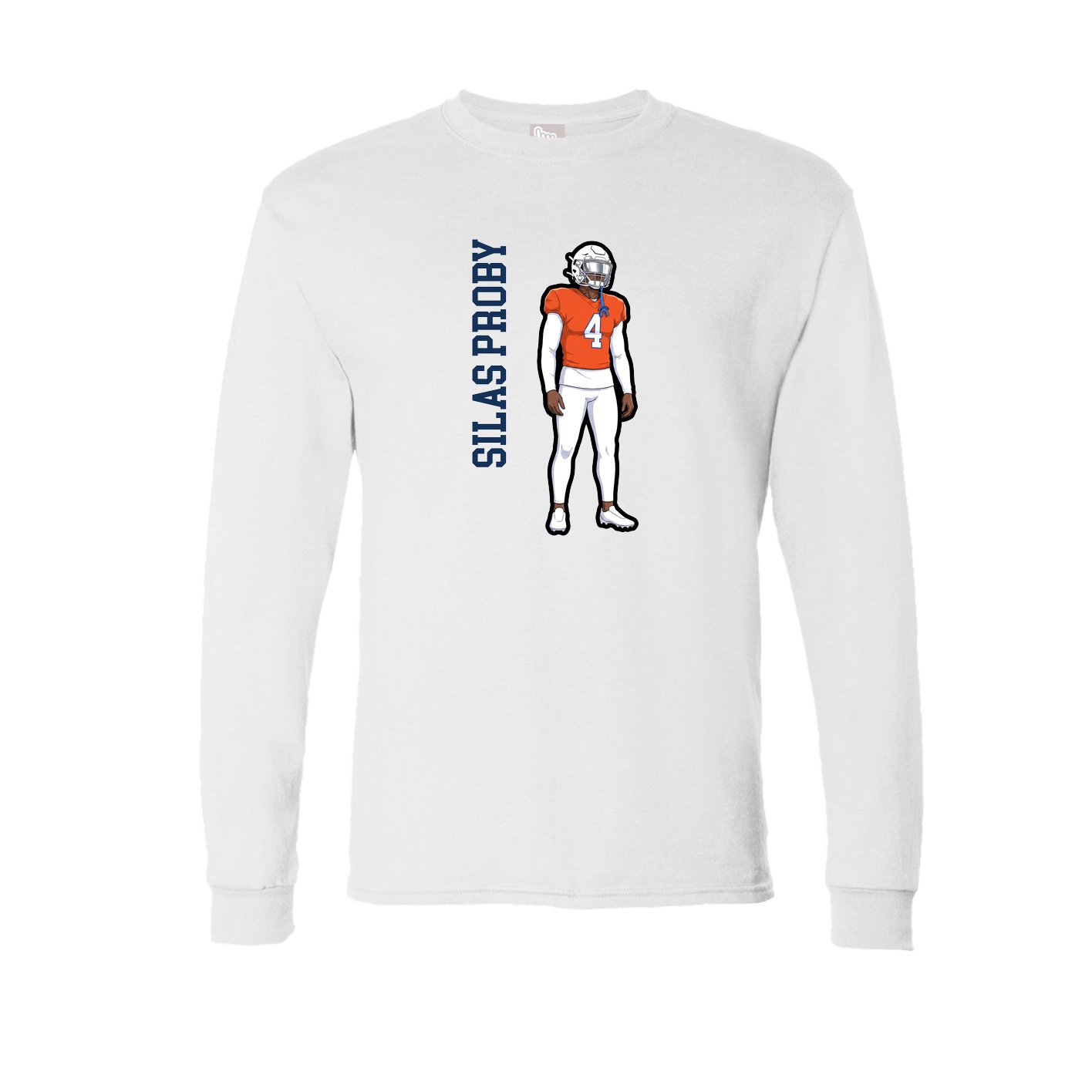 Long Sleeve Tee — Name Vertical in White