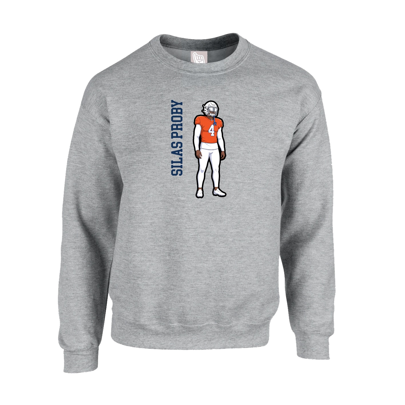 Fleece Crew — Name Vertical in Grey