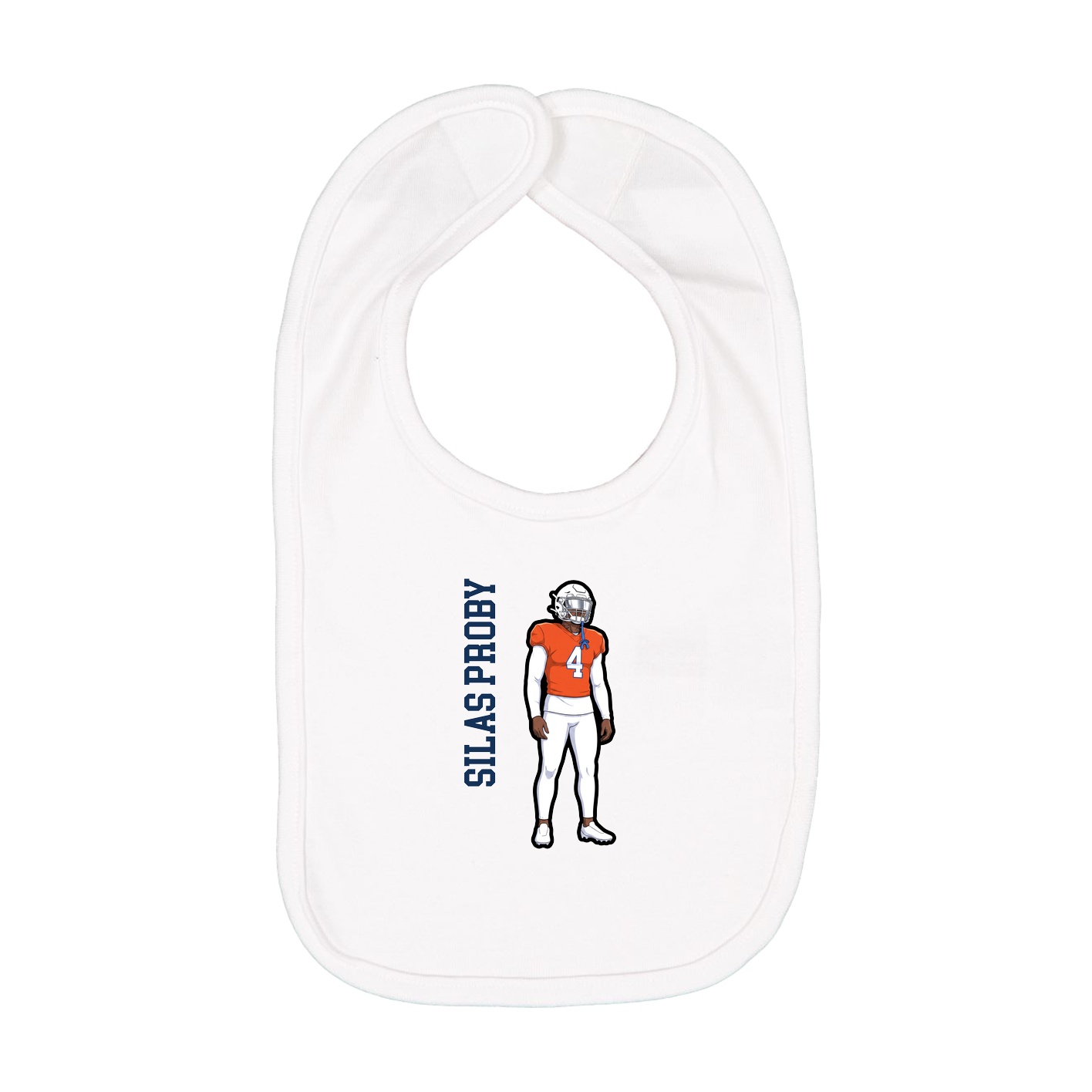 Infant Bib — Name Vertical in White
