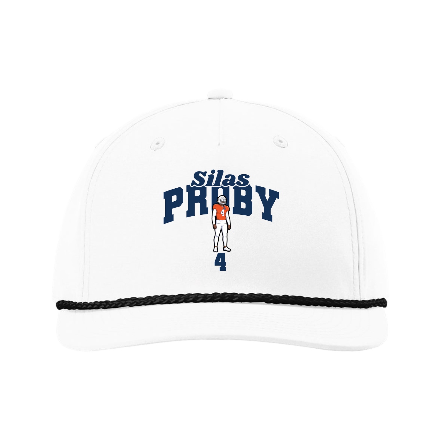 Five-Panel Classic Rope Cap — Signature Arch in White