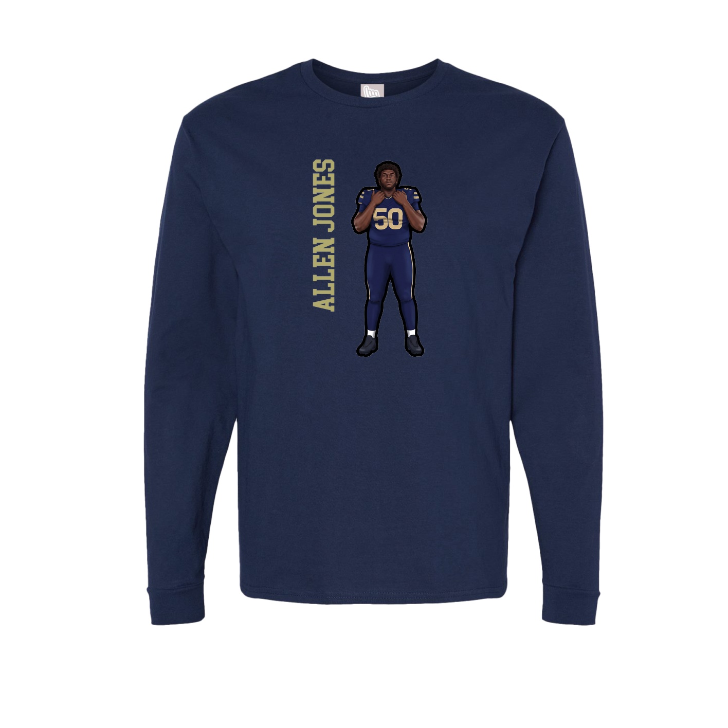 Long Sleeve Tee — Name Vertical in Navy