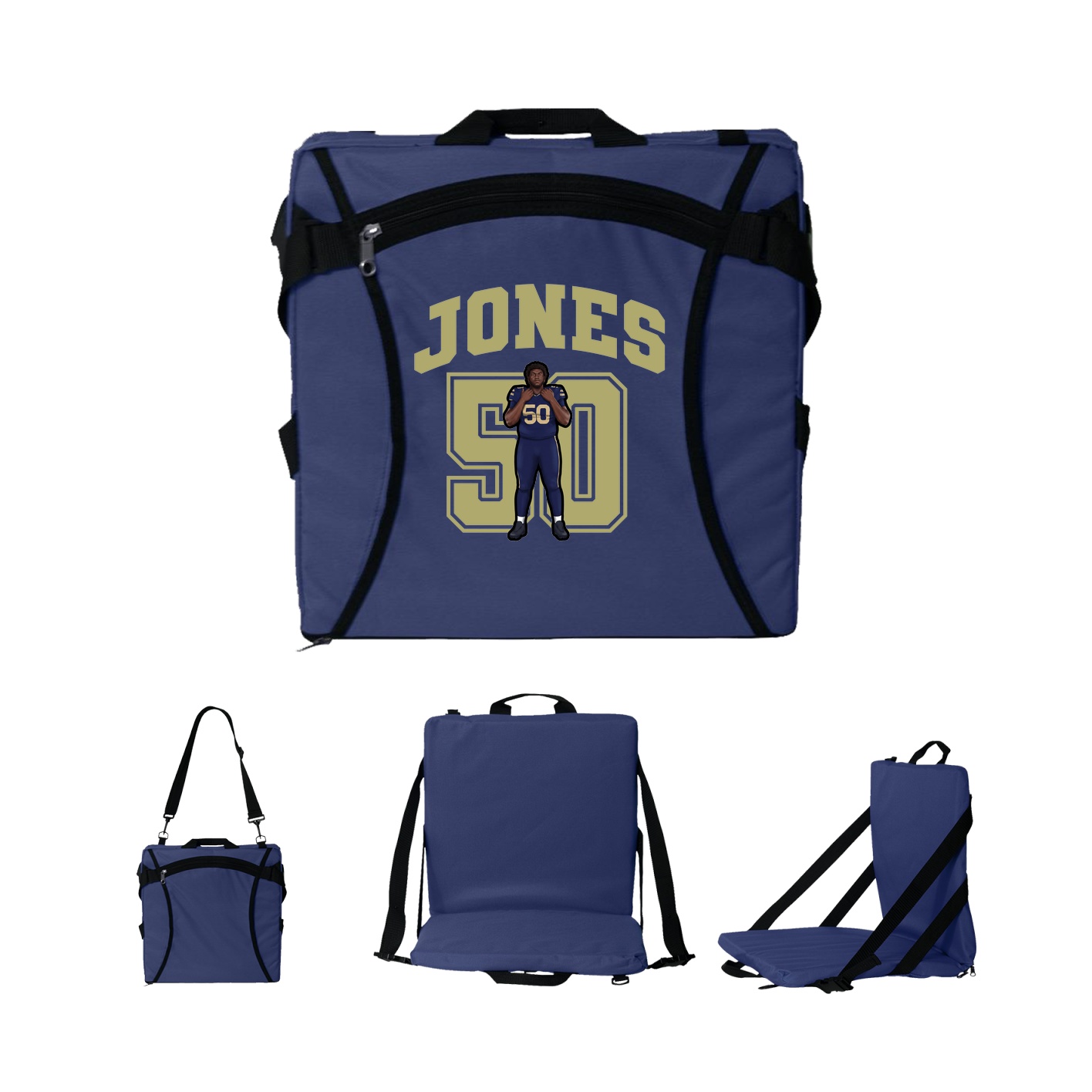 Folding Stadium Seat — Number in Navy