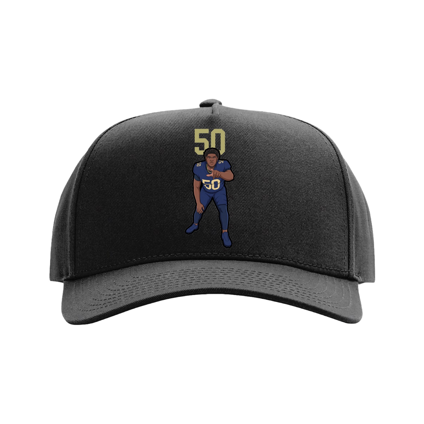 Full Fabric Five-Panel Champ Cap — Number Top in Black