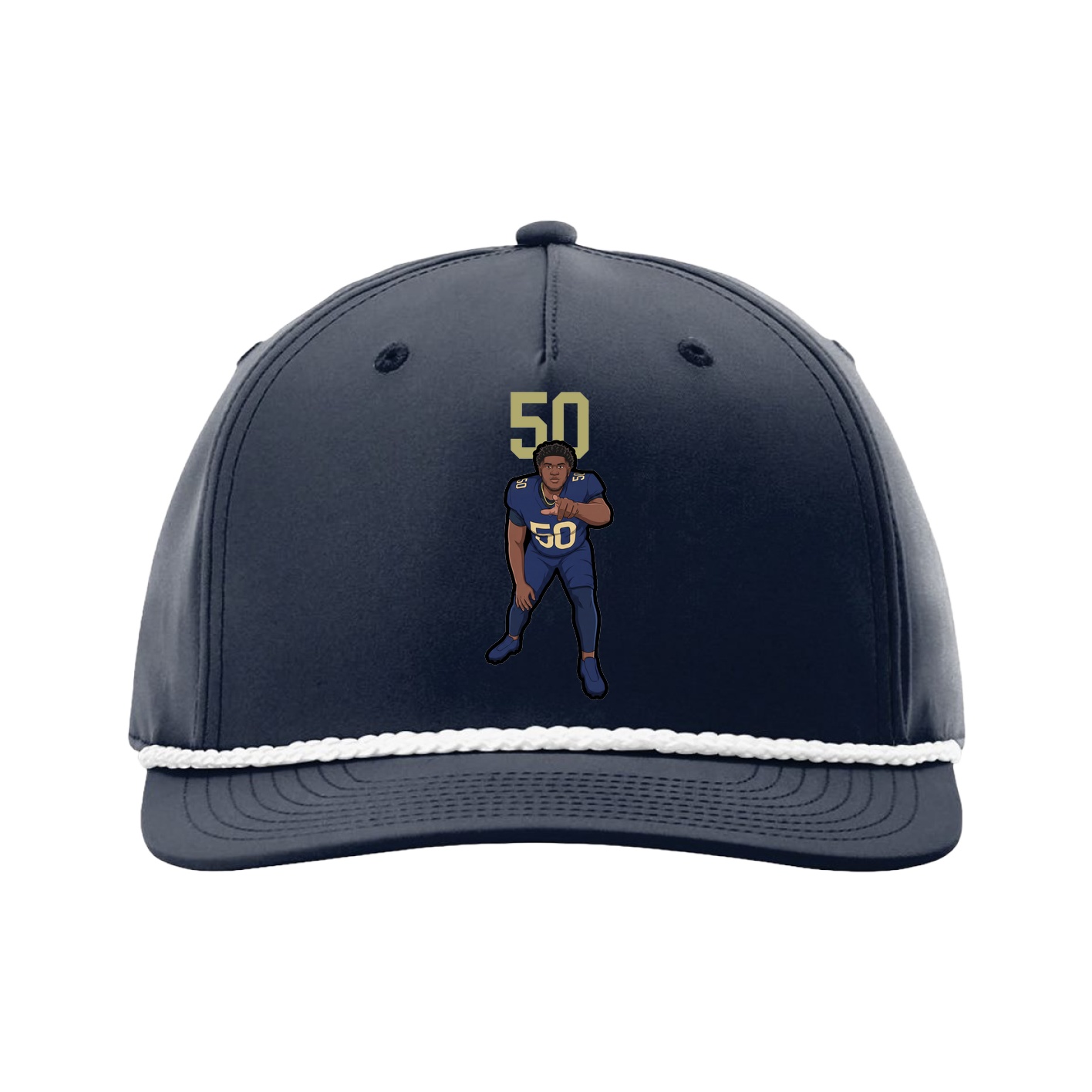 Five-Panel Classic Rope Cap — Number Top in Navy