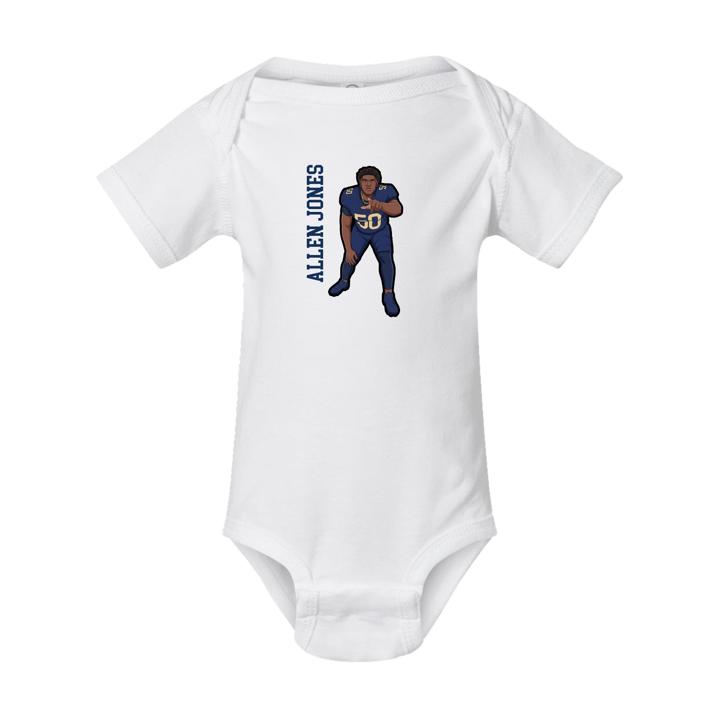 Baby Onesie — Name Vertical in White