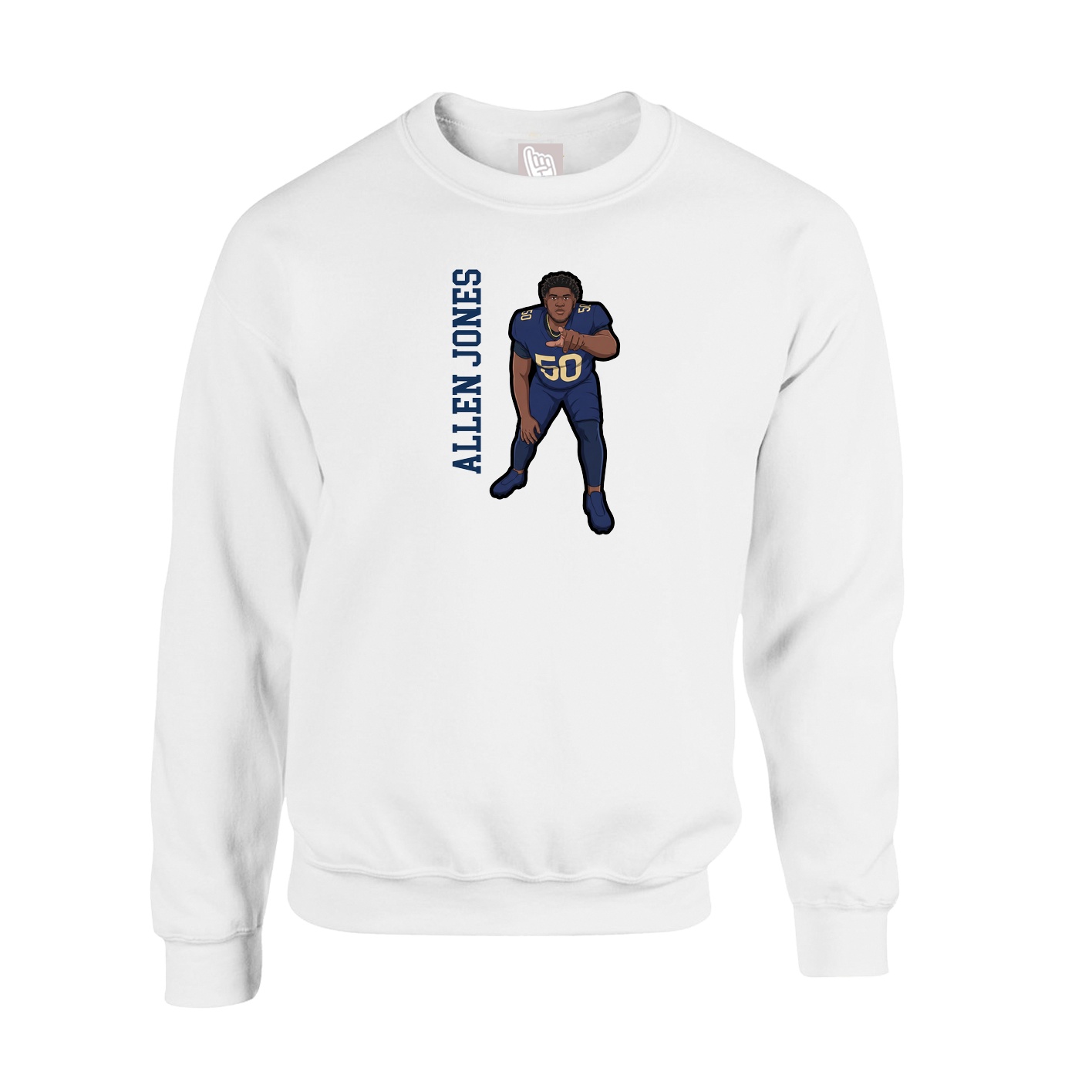 Fleece Crew — Name Vertical in White