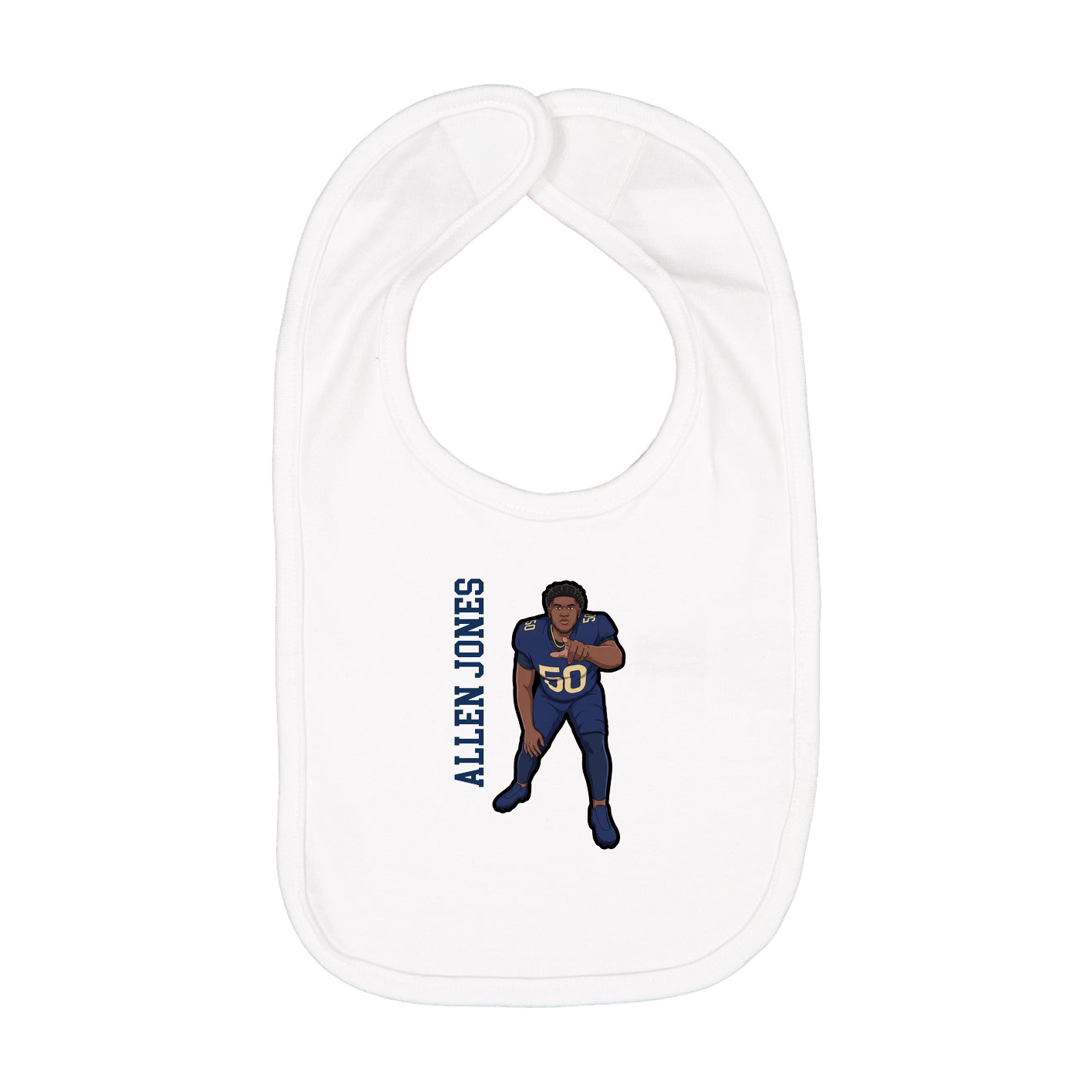 Infant Bib — Name Vertical in White