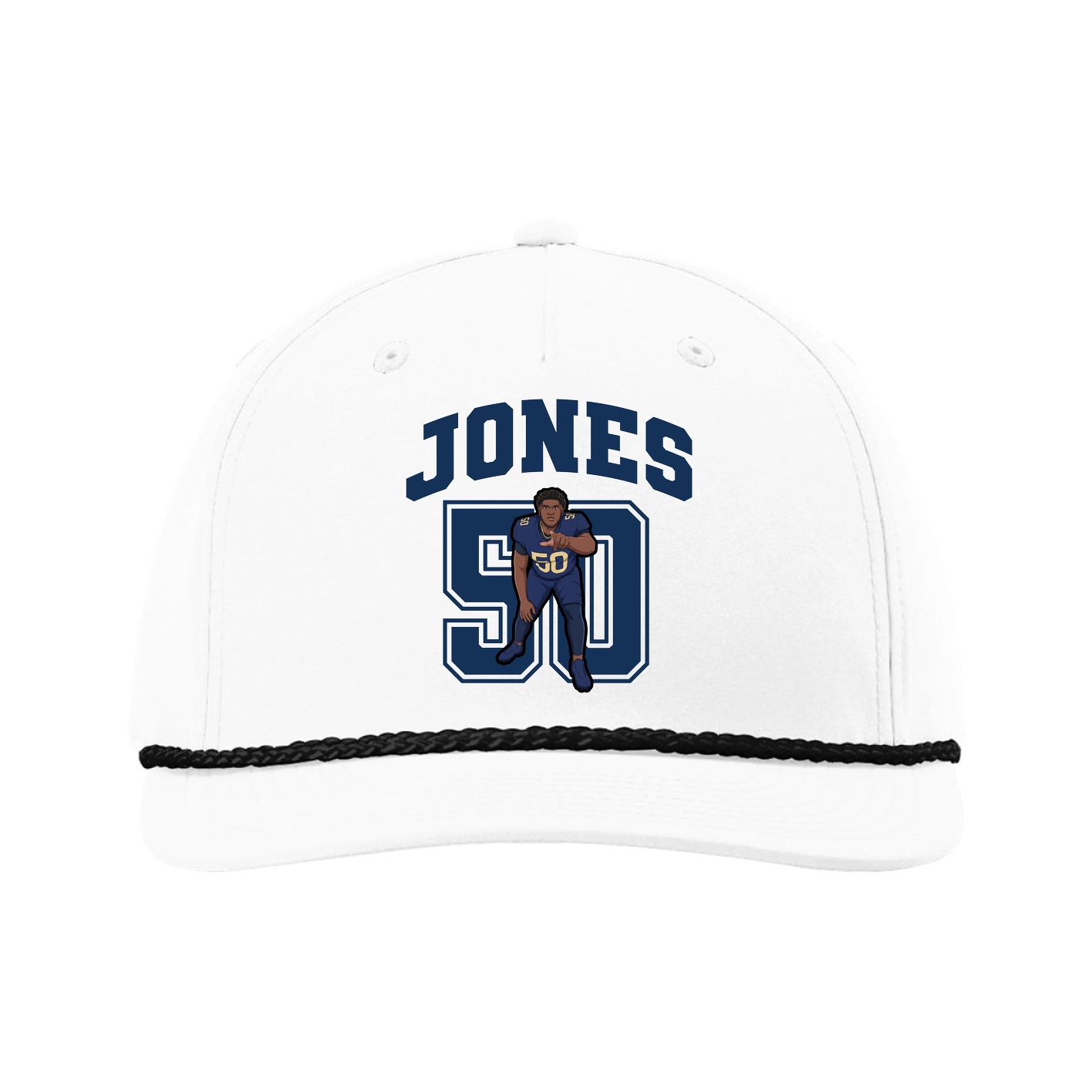 Five-Panel Classic Rope Cap — Number in White