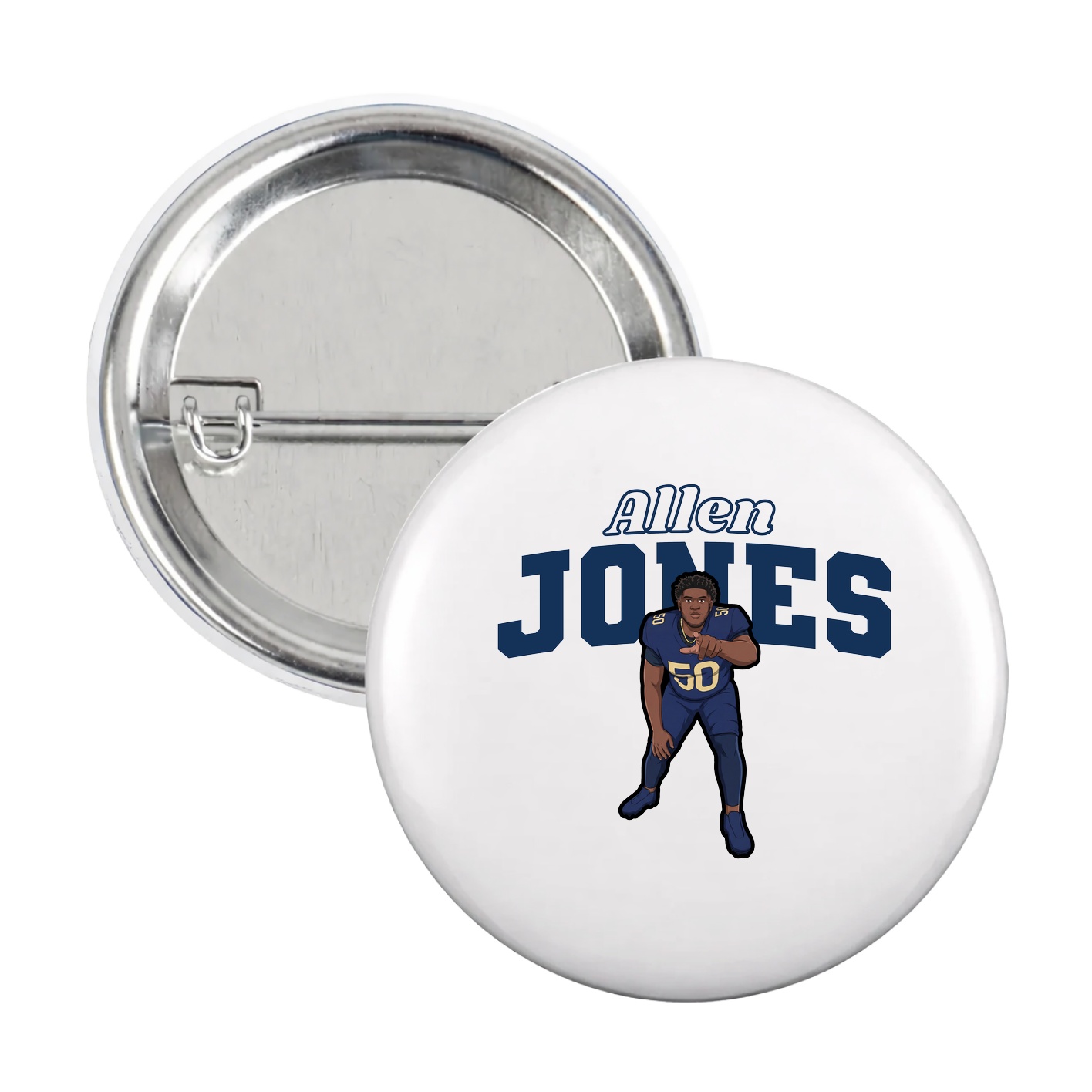Game Day Button — Name Arch in White