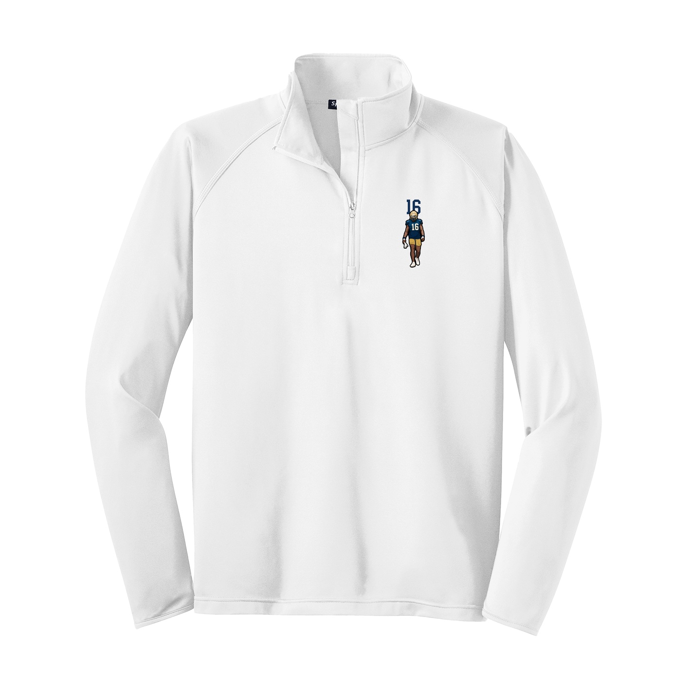Q-Zip Pullover — Number Top in White