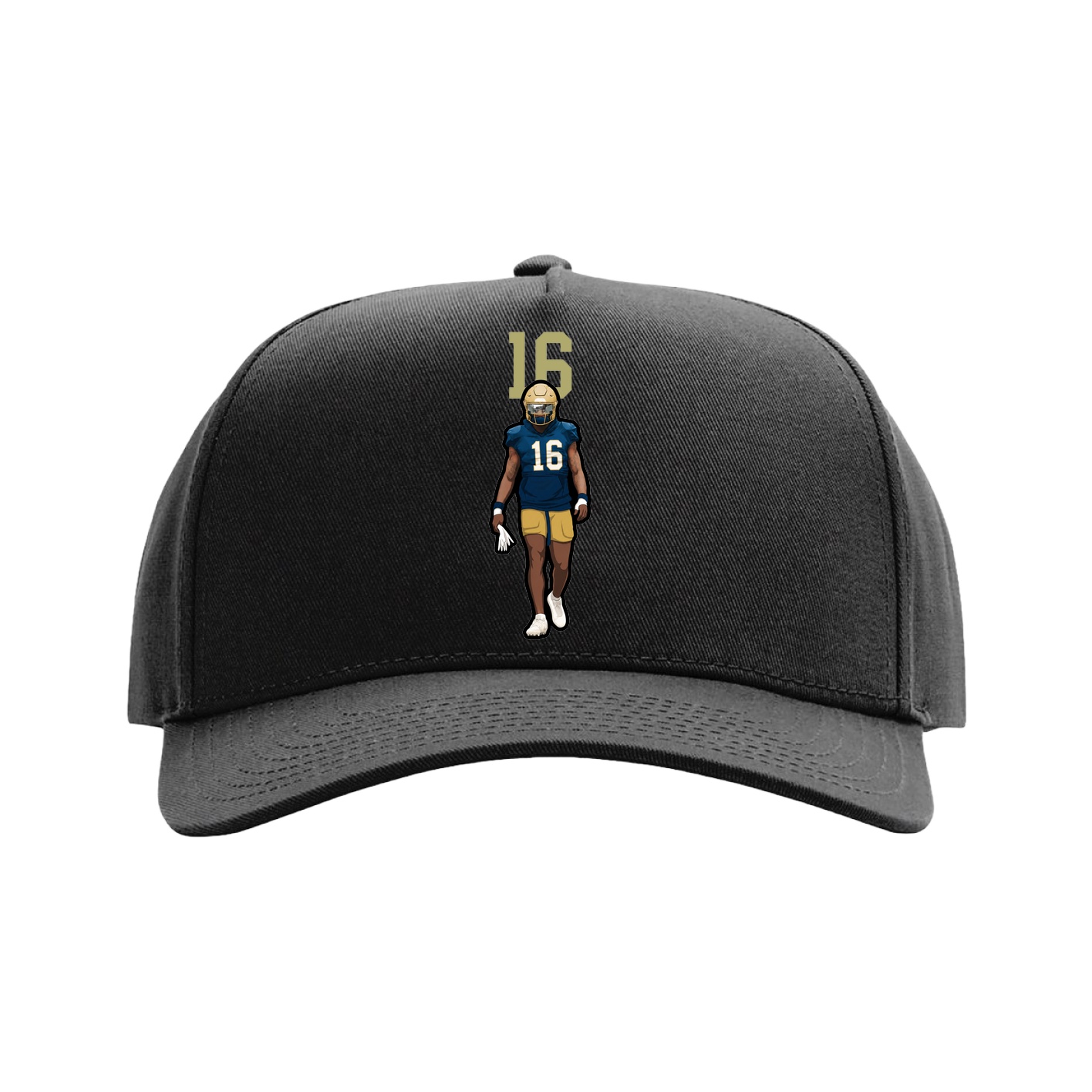 Full Fabric Five-Panel Champ Cap — Number Top in Black