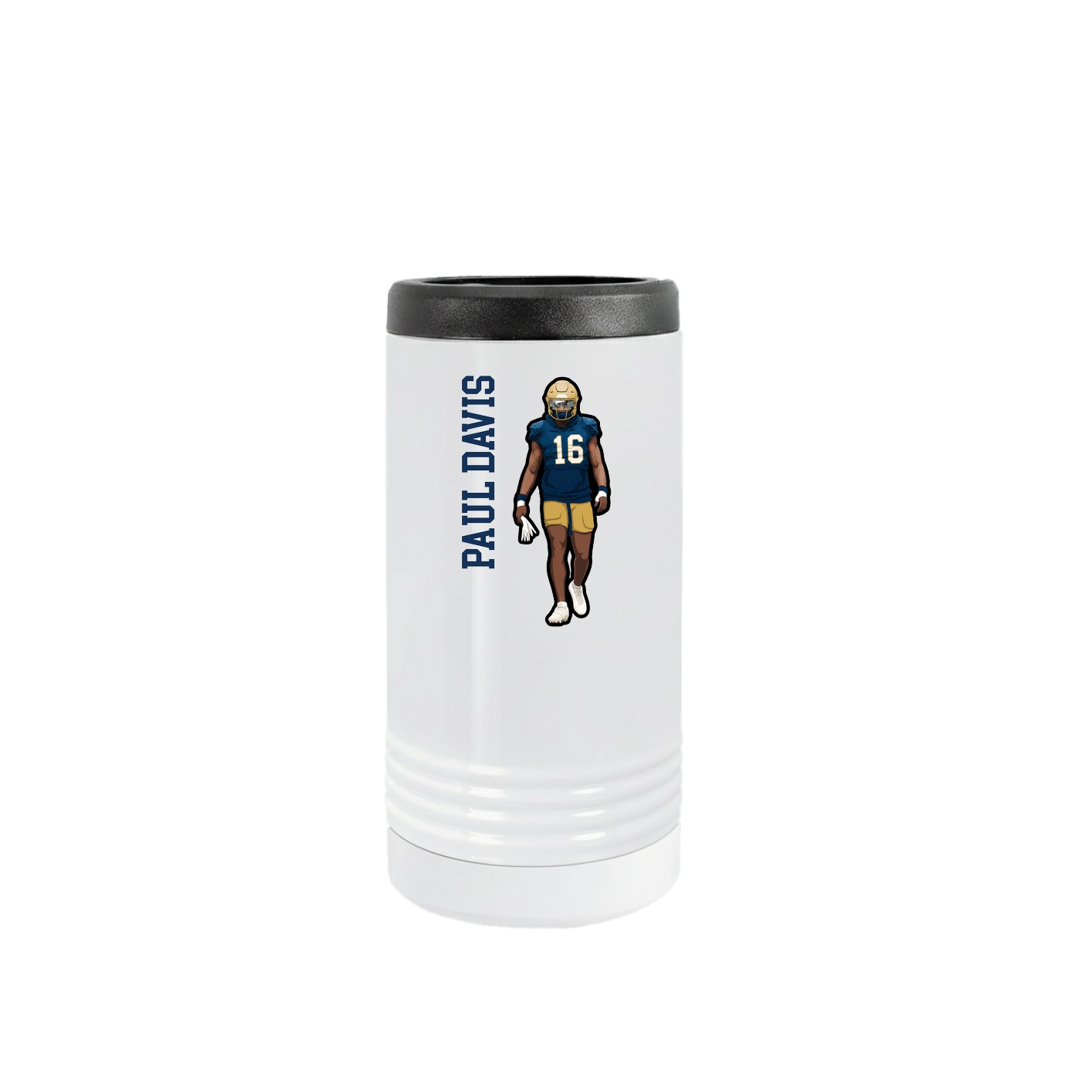 Slim Beverage Holder — Name Vertical in White