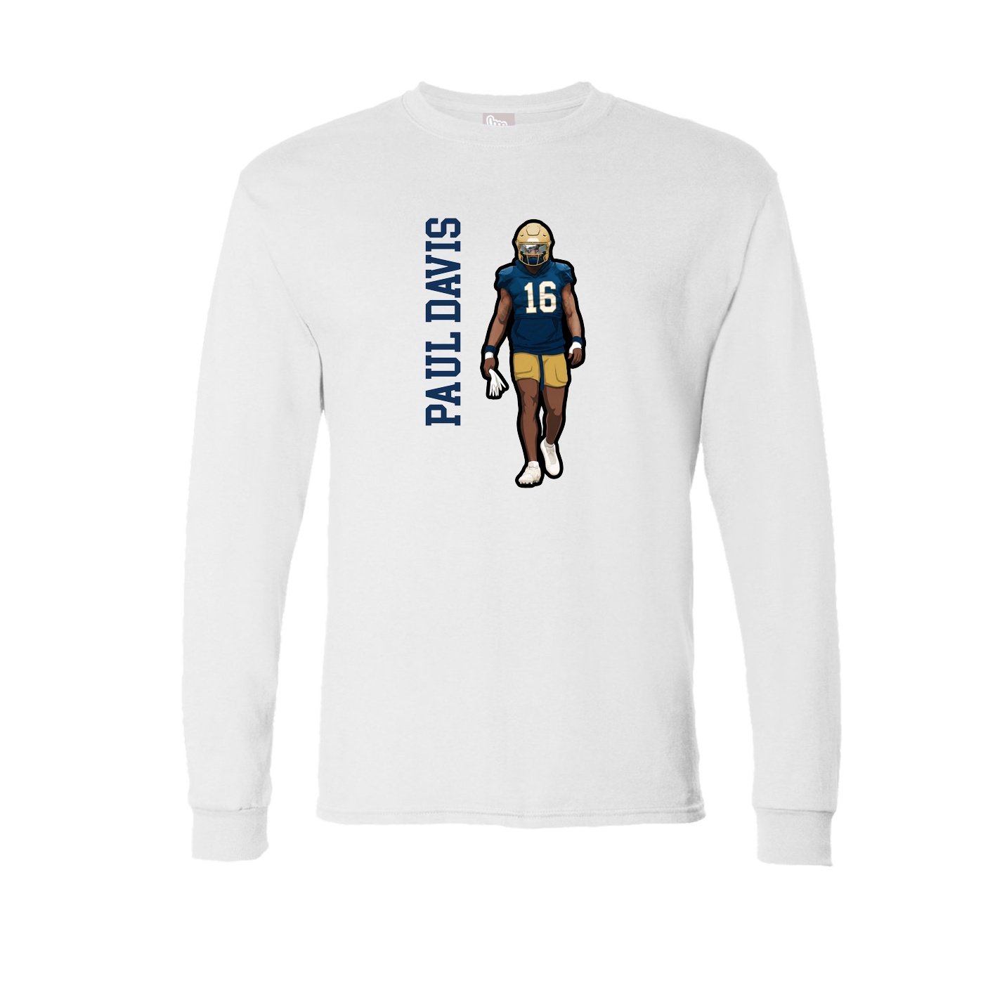 Long Sleeve Tee — Name Vertical in White