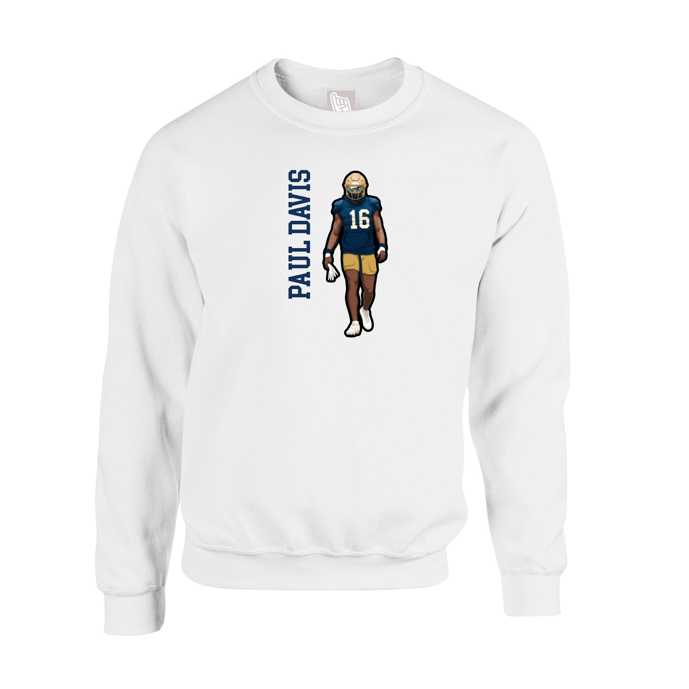 Fleece Crew — Name Vertical in White