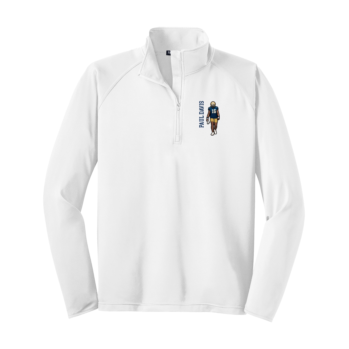 Q-Zip Pullover — Name Vertical in White