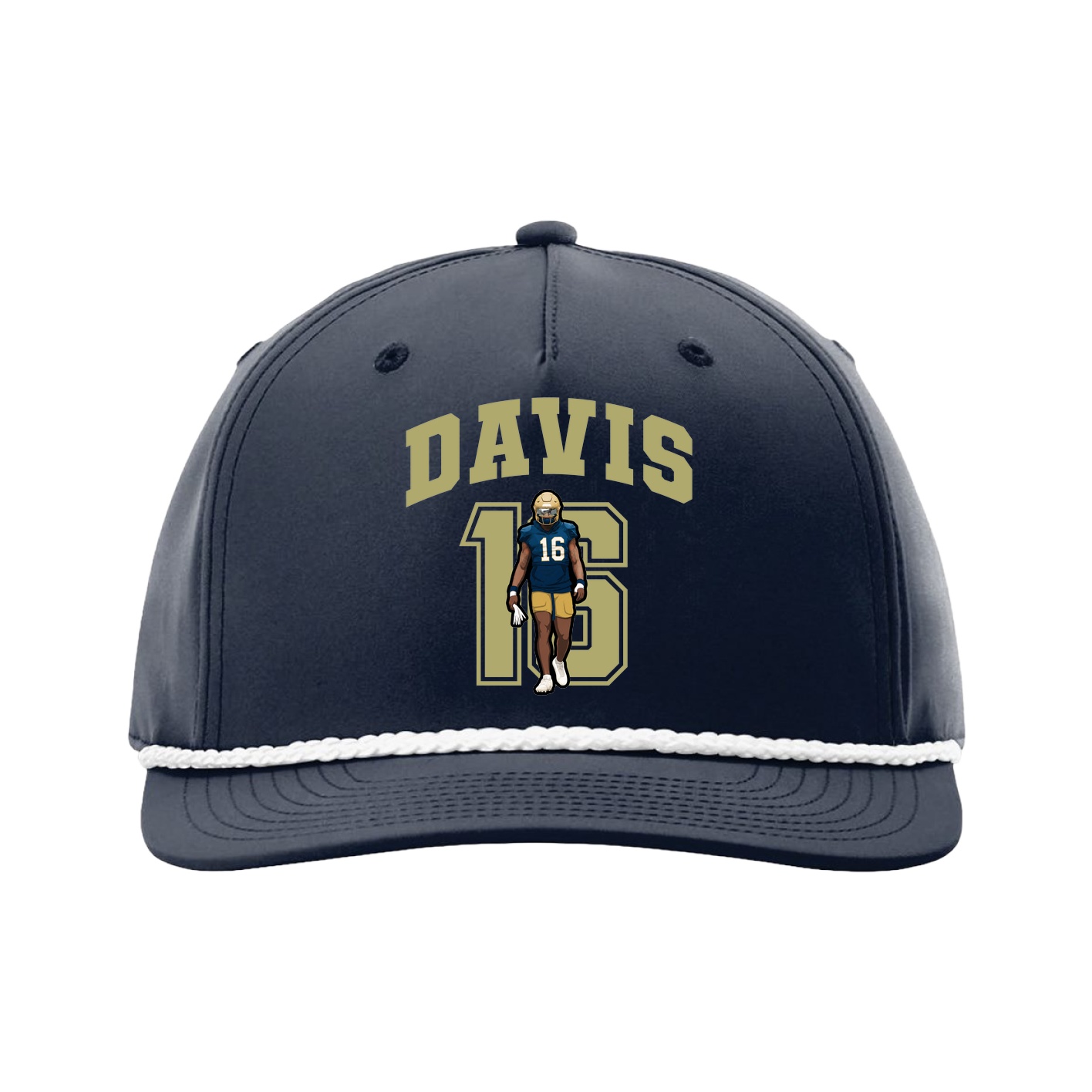 Five-Panel Classic Rope Cap — Number in Navy