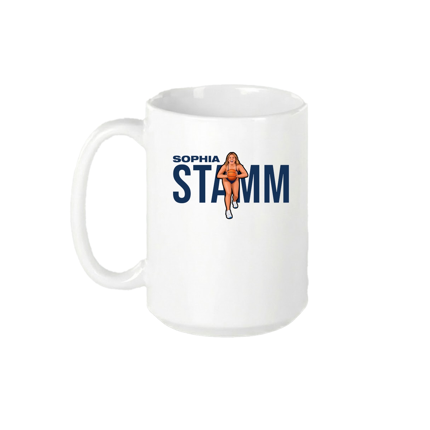 15oz Coffee Mug — Player Name in White
