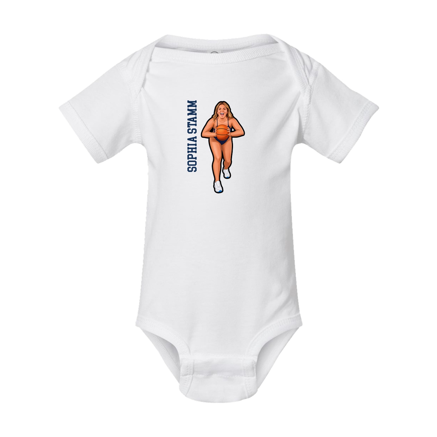 Baby Onesie — Name Vertical in White