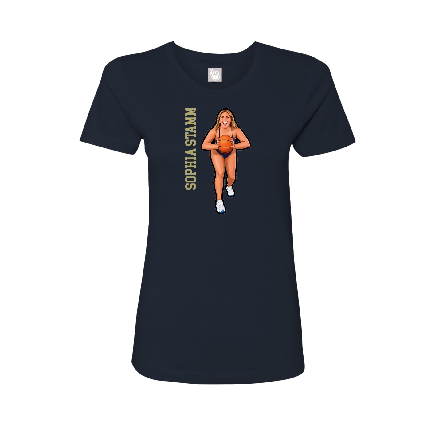 Fitted Women's Tee — Name Vertical in Navy