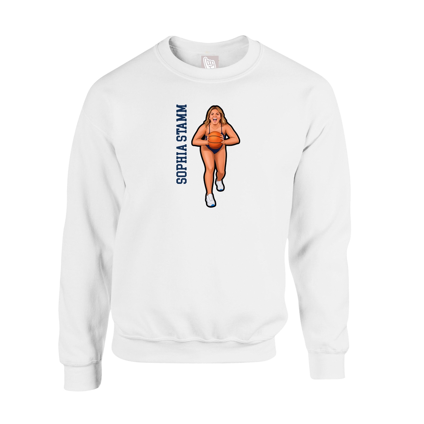 Fleece Crew — Name Vertical in White