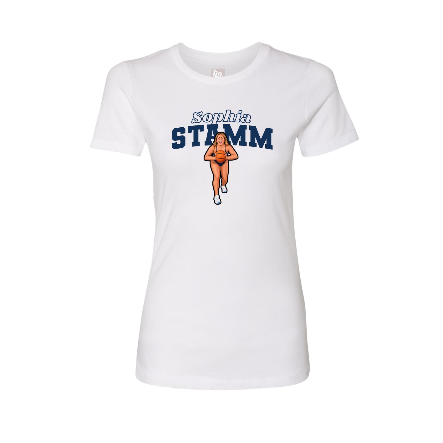 Fitted Women's Tee — Name Arch in White
