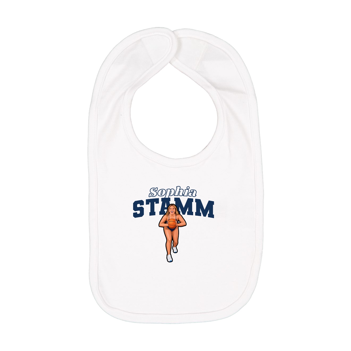 Infant Bib — Name Arch in White
