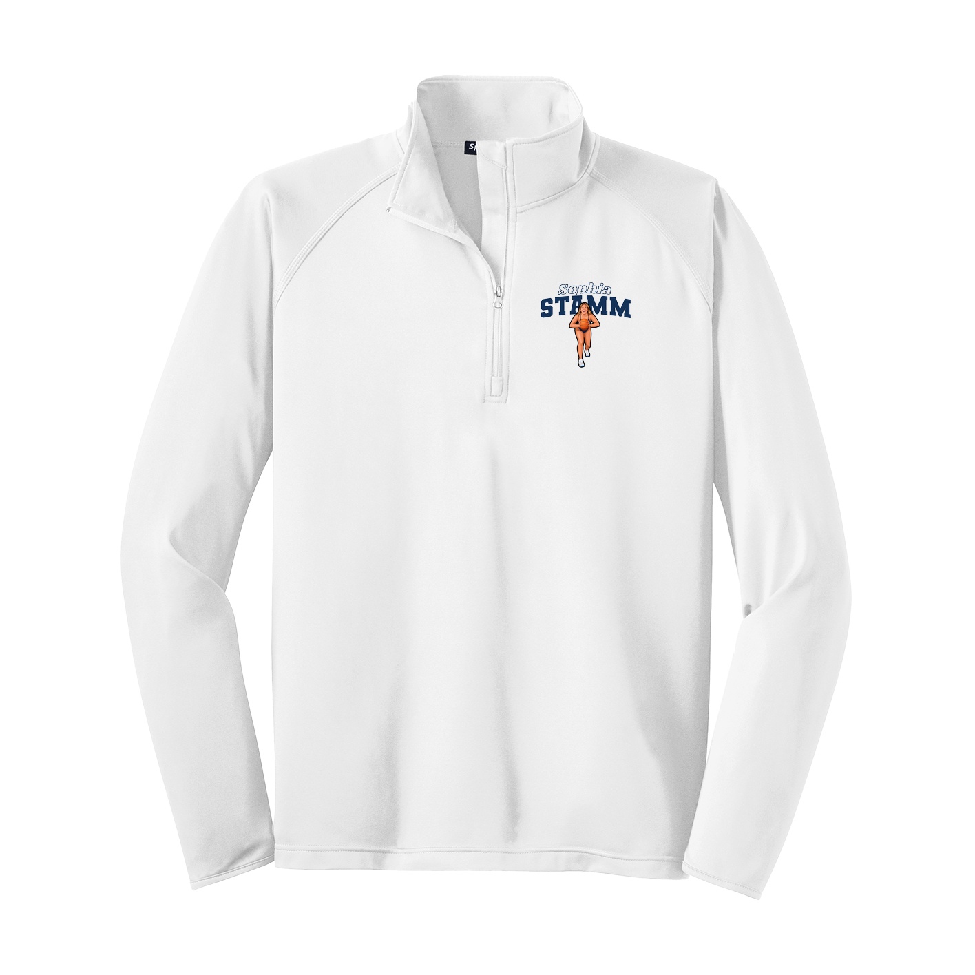 Q-Zip Pullover — Name Arch in White