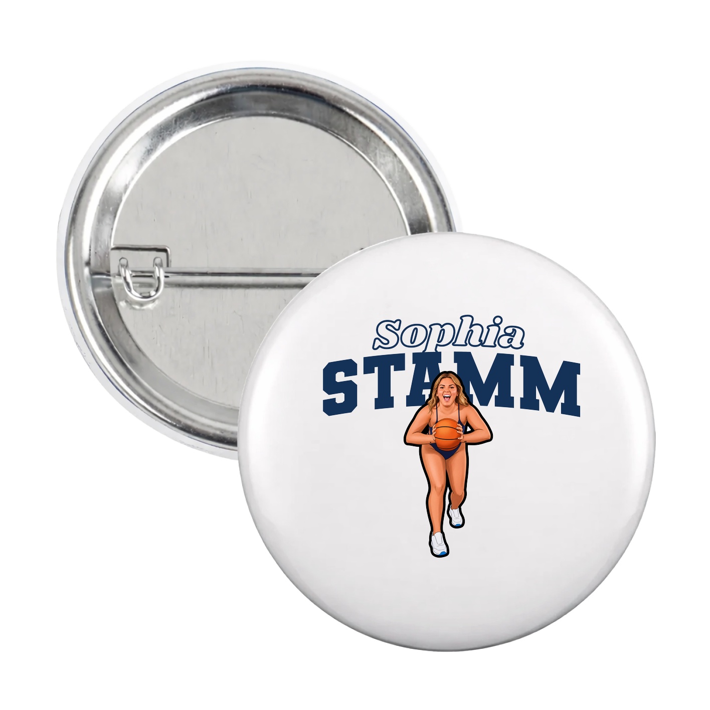 Game Day Button — Name Arch in White