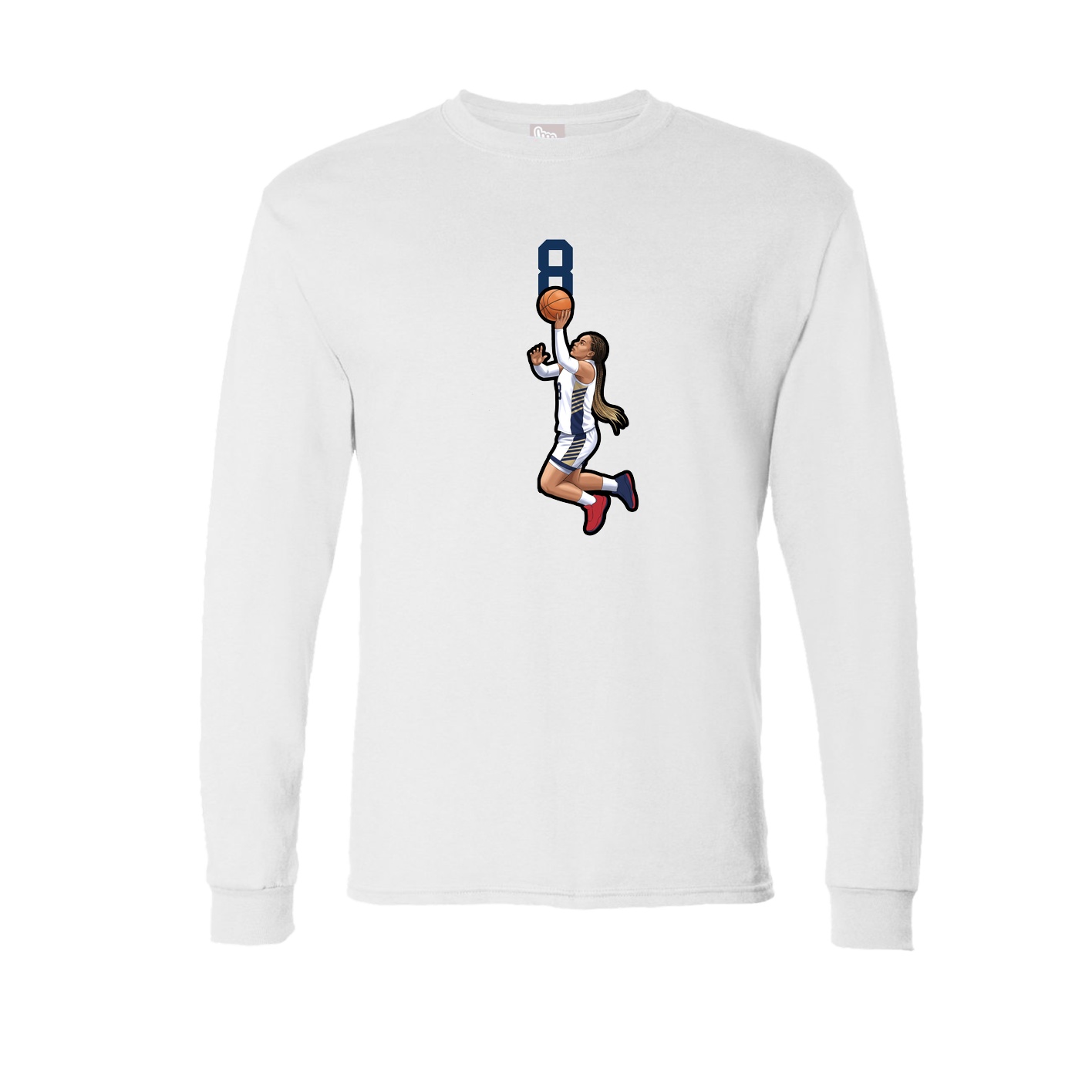 Long Sleeve Tee — Number Top in White