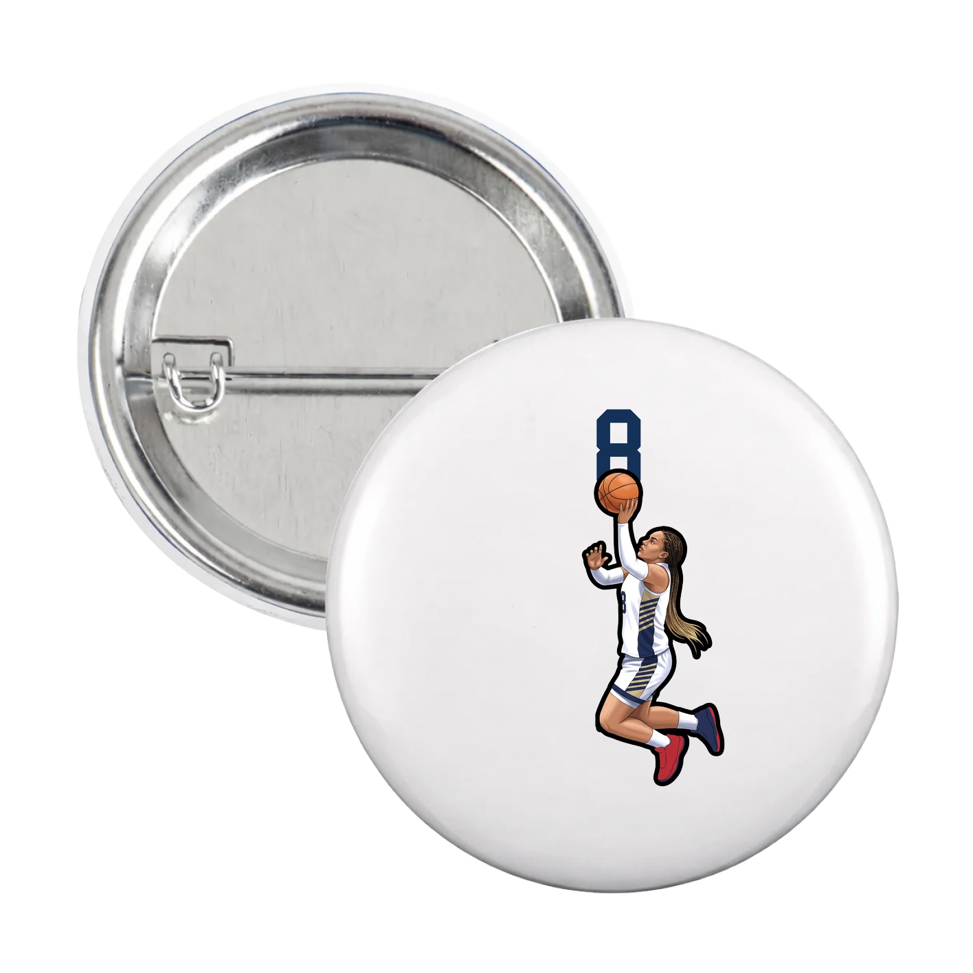 Game Day Button — Number Top in White