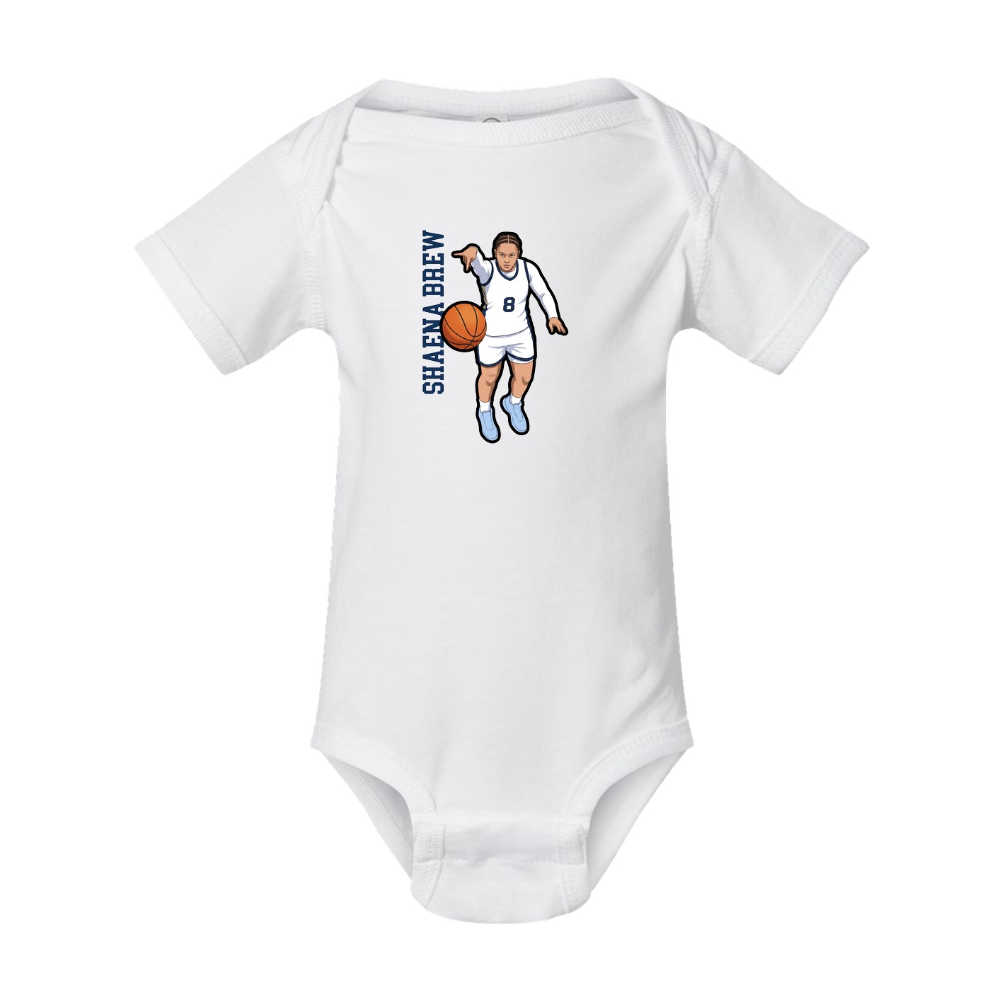 Baby Onesie — Name Vertical in White