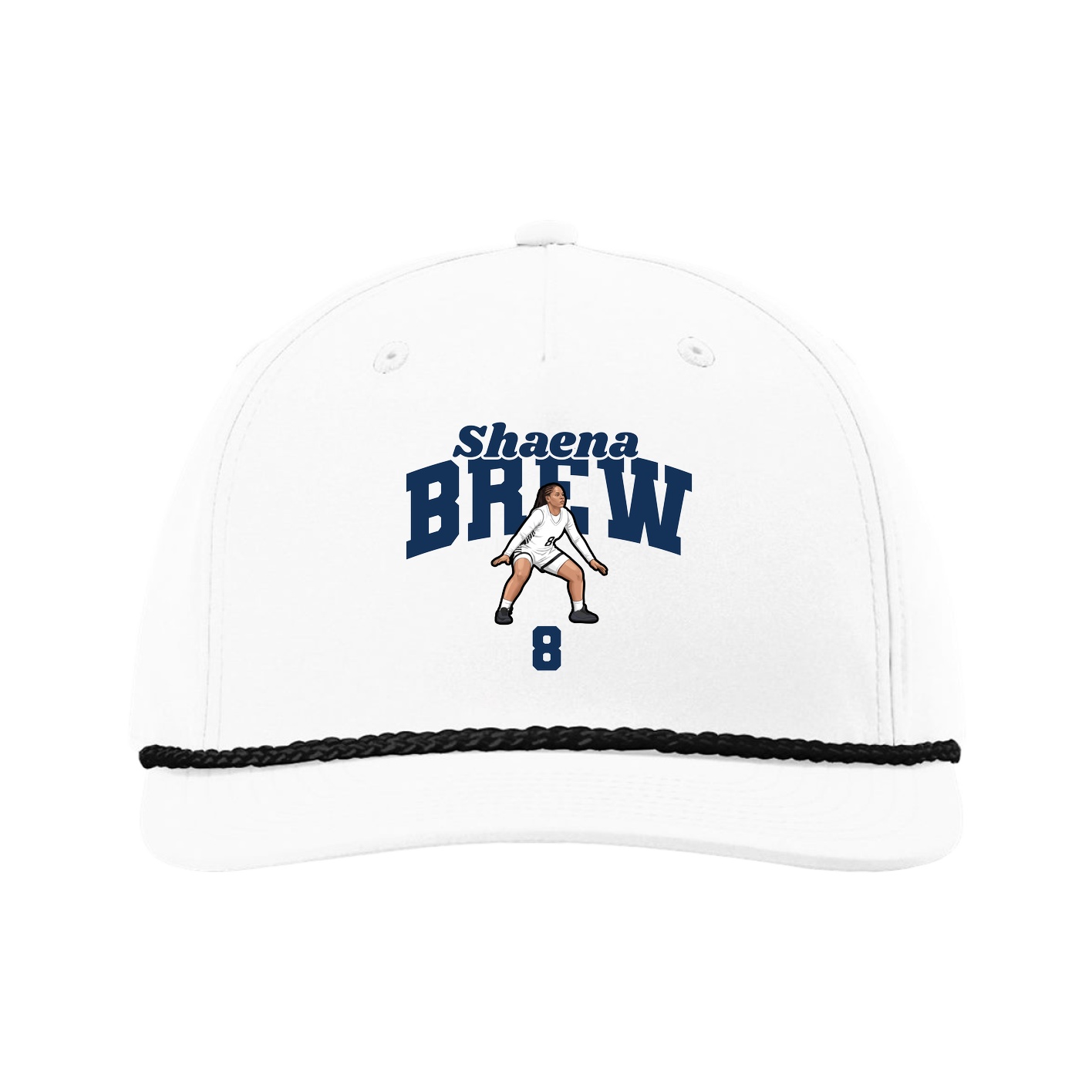 Five-Panel Classic Rope Cap — Signature Arch in White