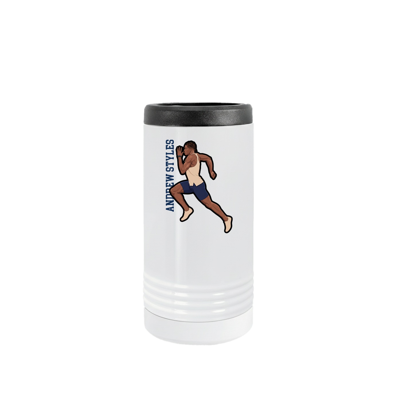 Slim Beverage Holder — Name Vertical in White