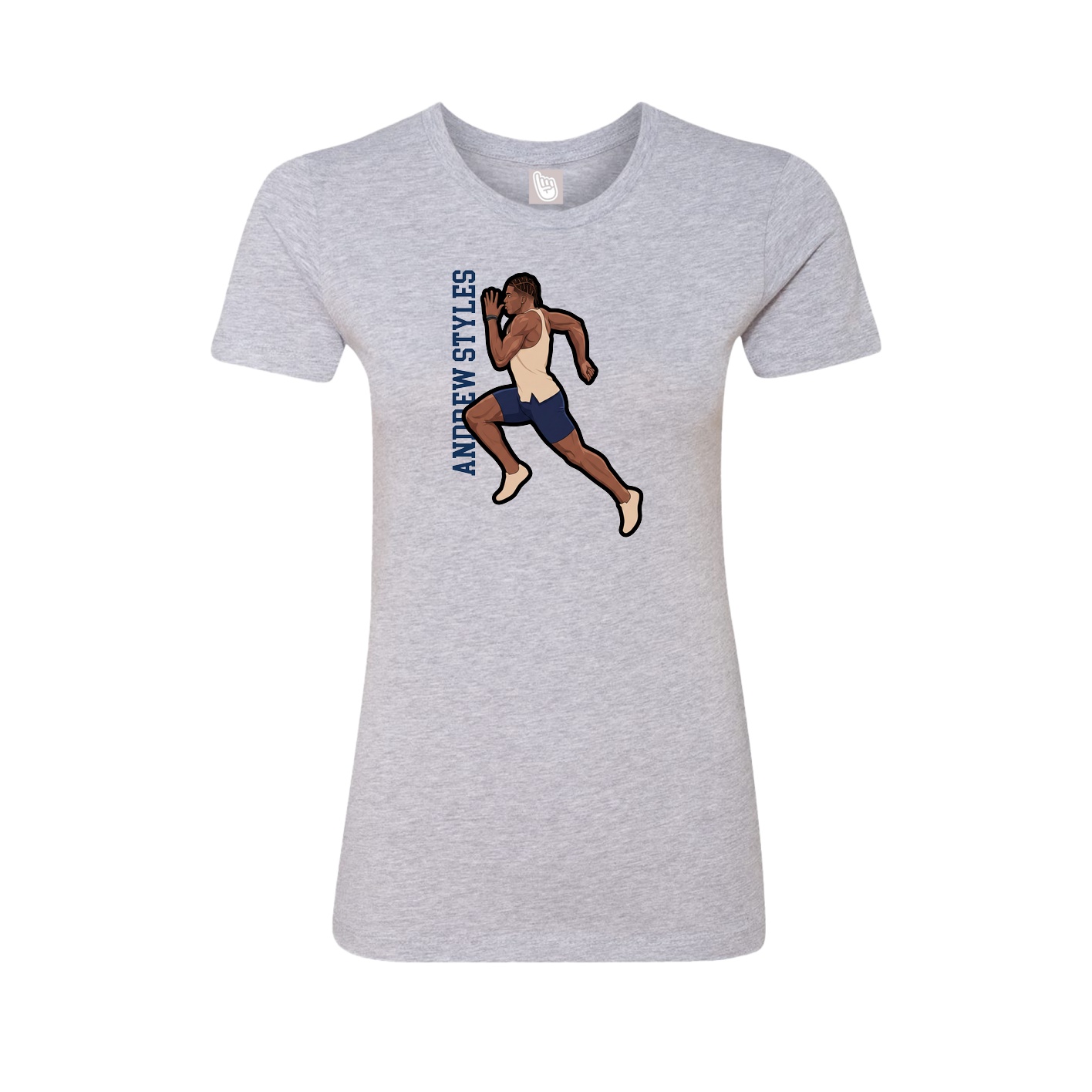 Fitted Women's Tee — Name Vertical in Grey