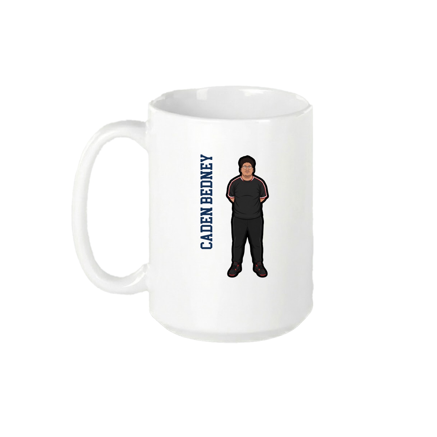 15oz Coffee Mug — Name Vertical in White