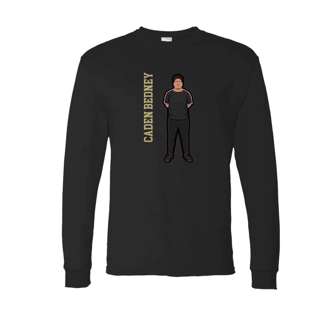 Long Sleeve Tee — Name Vertical in Black