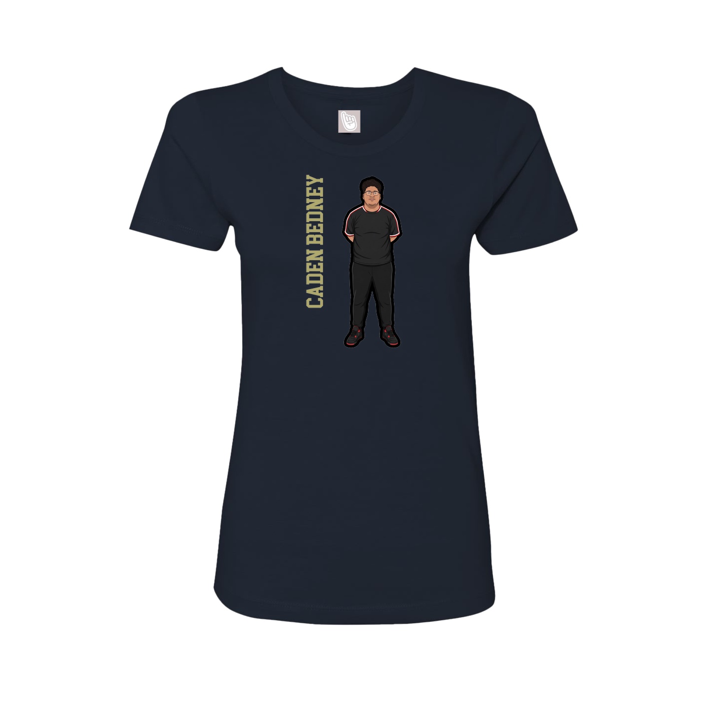 Fitted Women's Tee — Name Vertical in Navy
