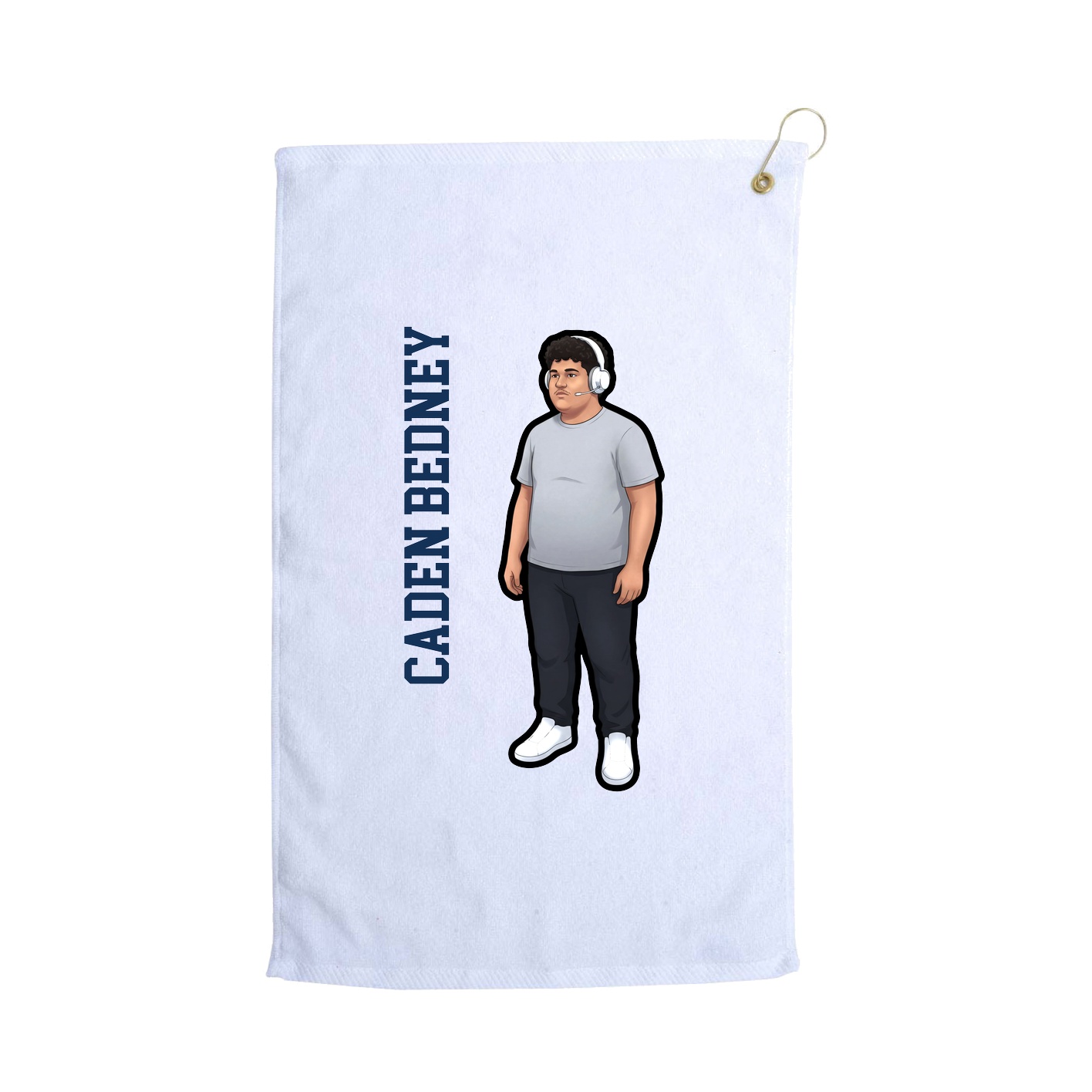 Golf Towel — Name Vertical in White
