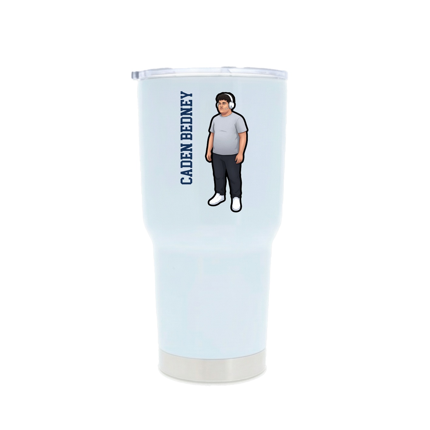 30oz Stainless Steel Tumbler — Name Vertical in White