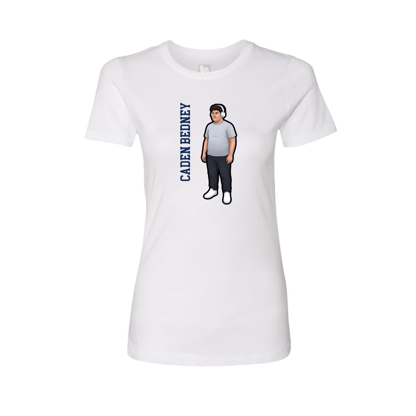 Fitted Women's Tee — Name Vertical in White