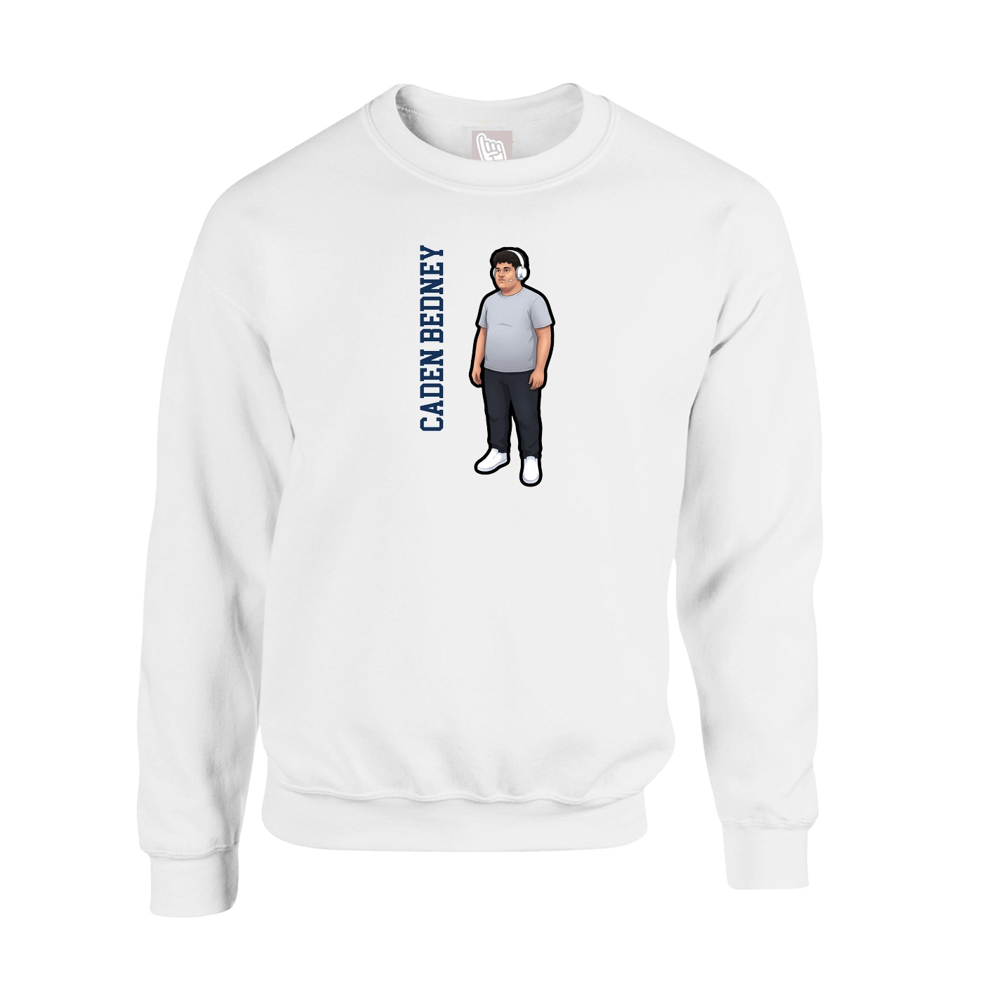 Fleece Crew — Name Vertical in White