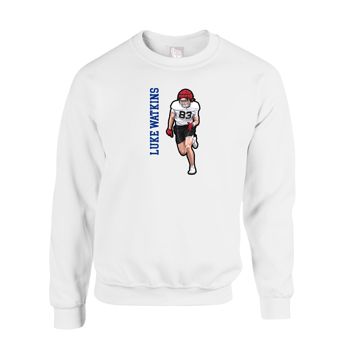Fleece Crew — Name Vertical in White