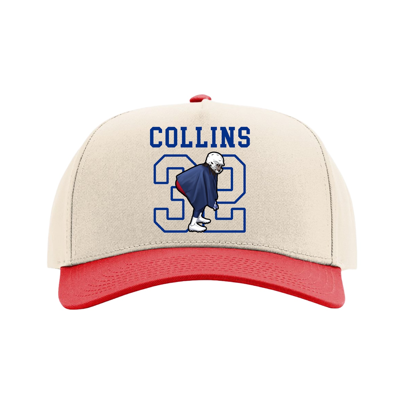 Full Fabric Five-Panel Champ Cap — Shirsey in Cream/Red