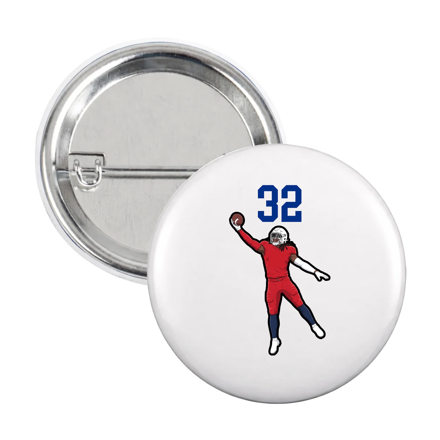 Game Day Button — Number Top in White