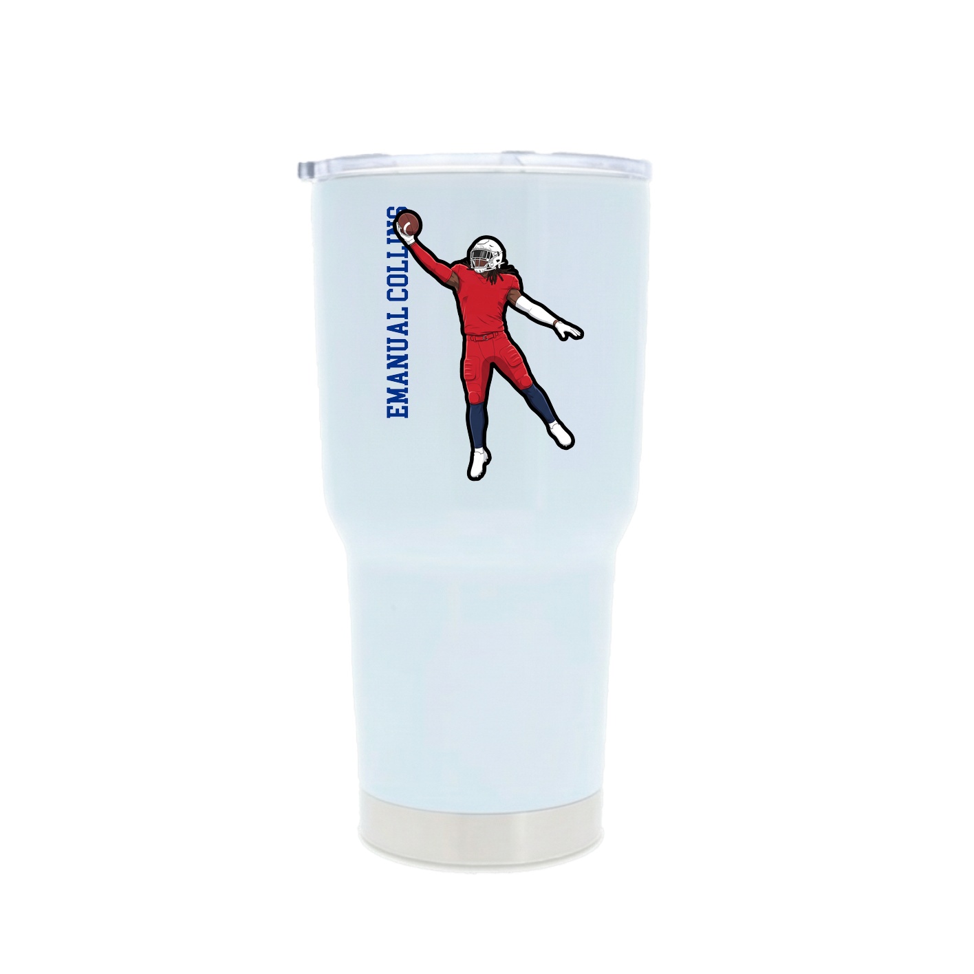 30oz Stainless Steel Tumbler — Name Vertical in White